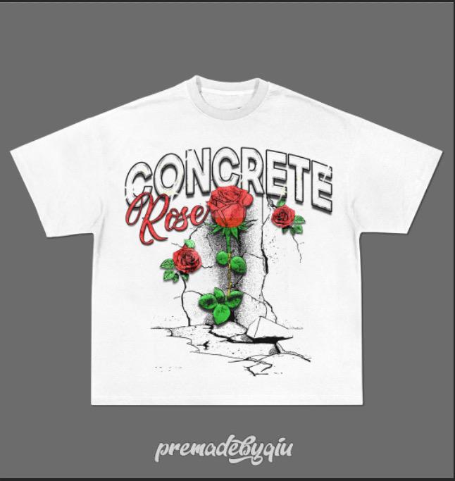 White Concrete Rose graphic T-shirt