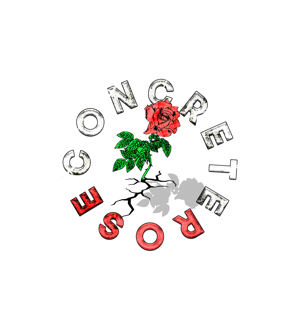 Concrete Rose 91 emblem — a rose blooming through cracked concrete